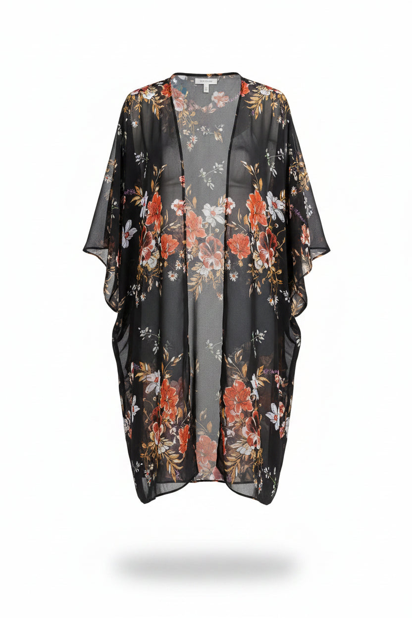 Kimono de Gasa con Estampado Floral
