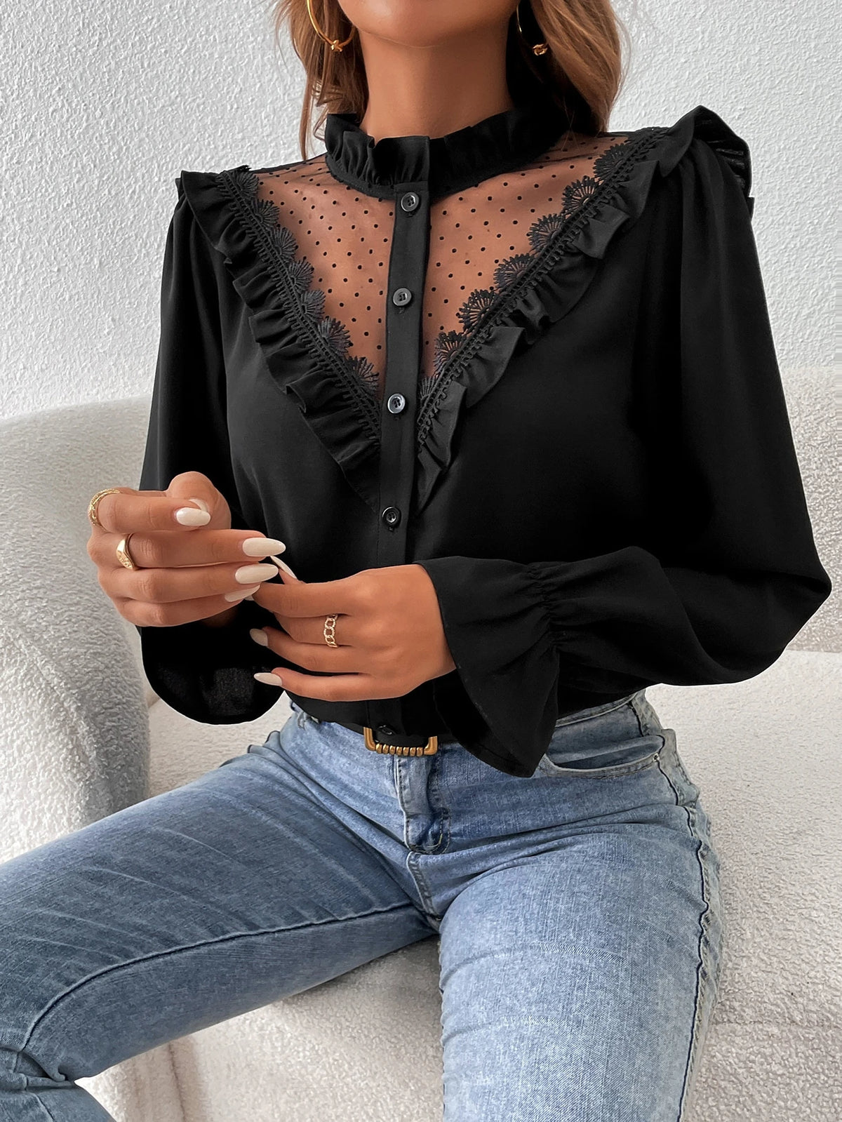 Blusa de Malla con Mangas