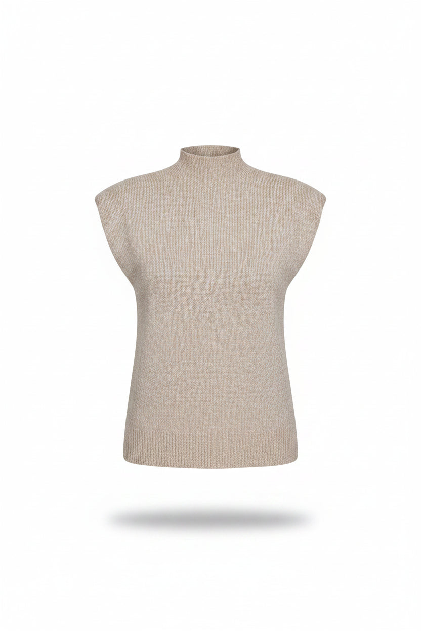 Chaleco de Punto Holgado con Cuello Alto