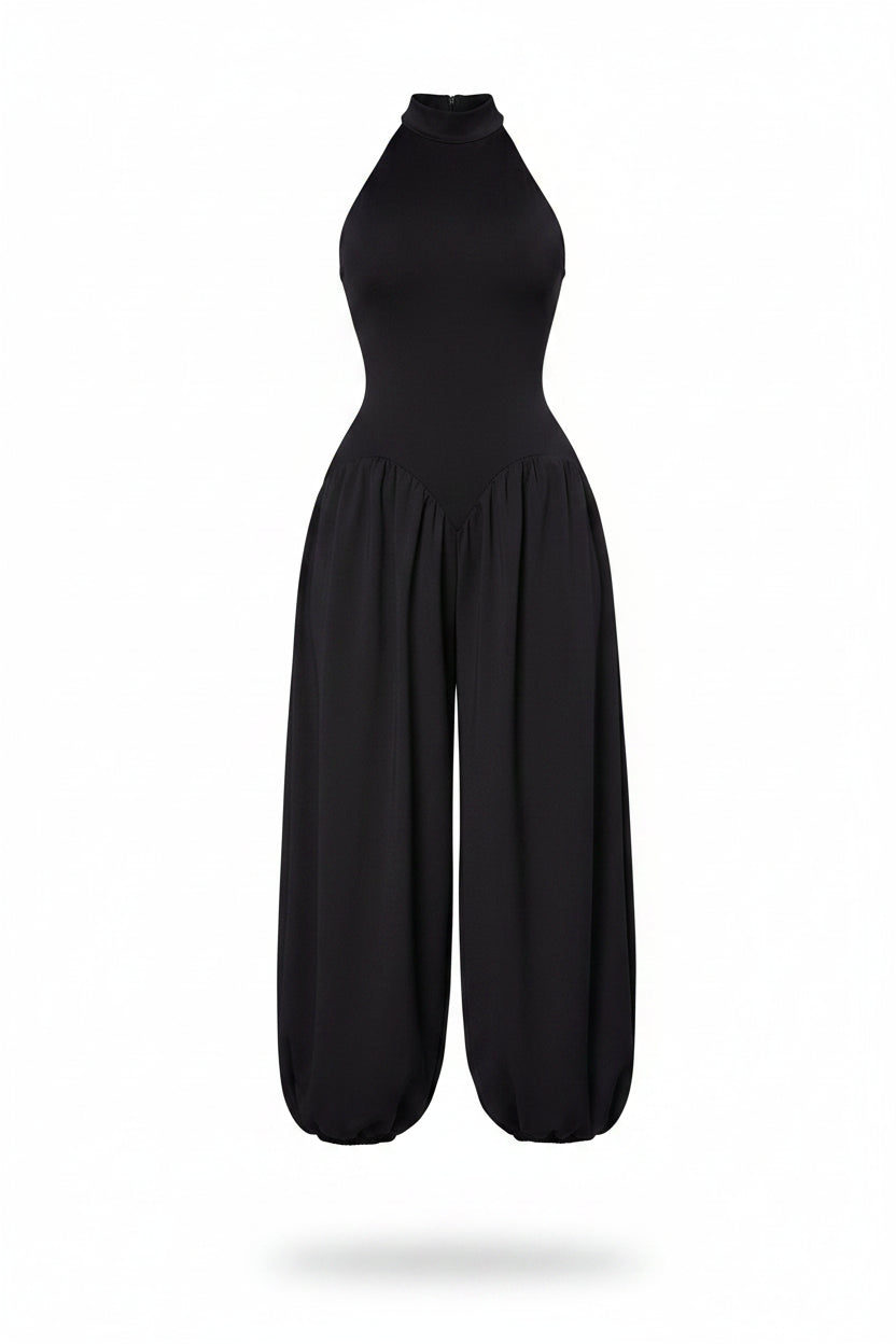 Mono Negro con Escote Halter