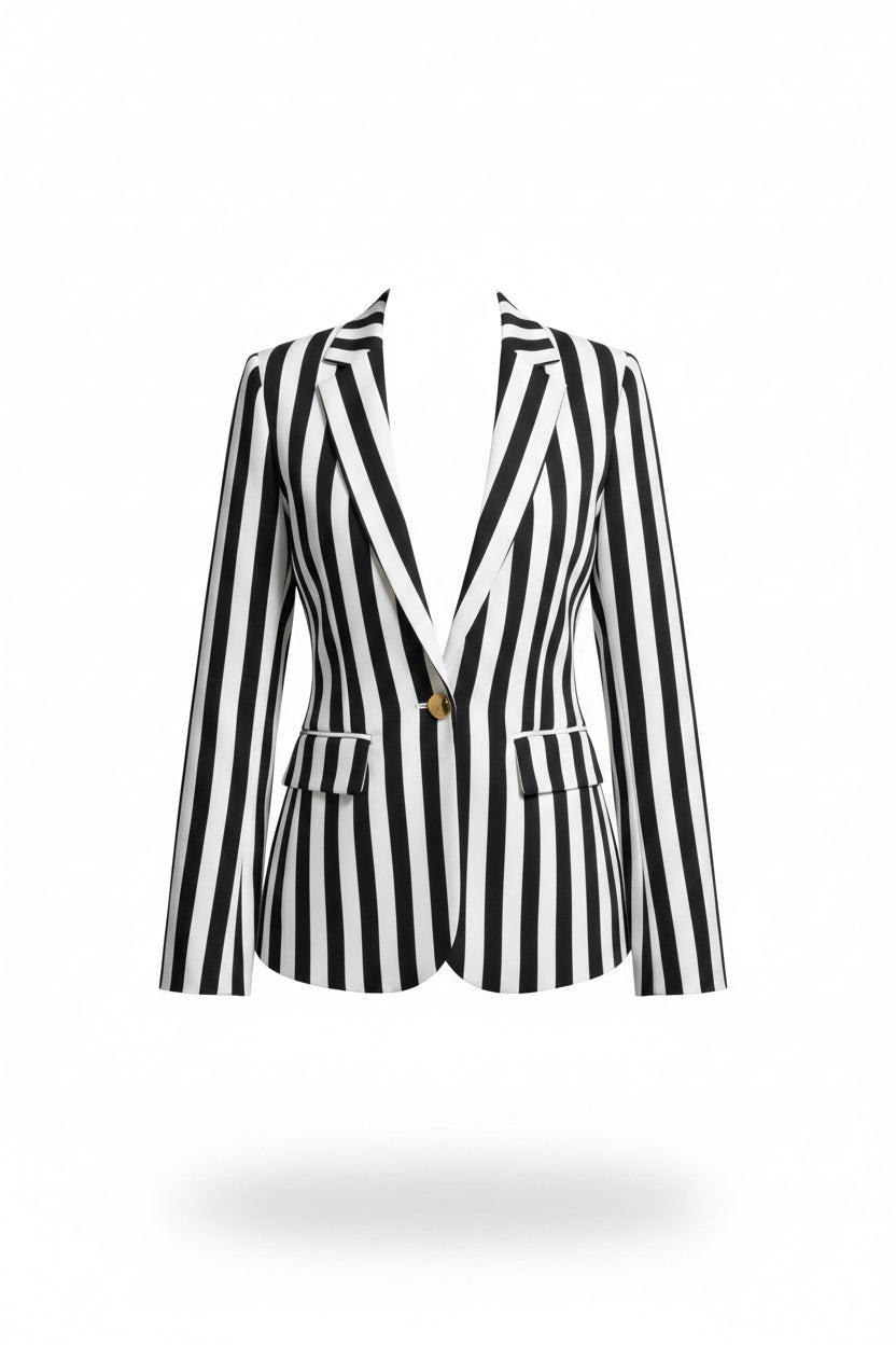 Blazer con Cuello Raglán a Rayas