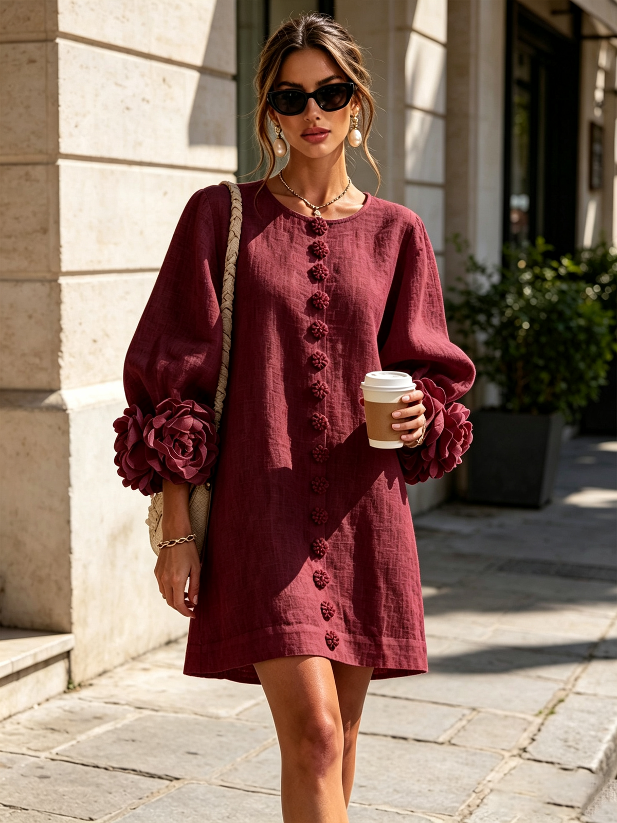 Vestido Floral con Botones