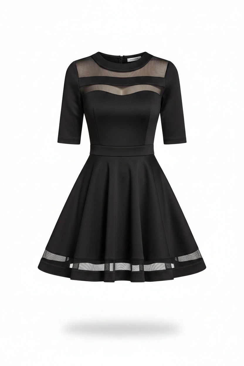 Vestido Negro con Malla