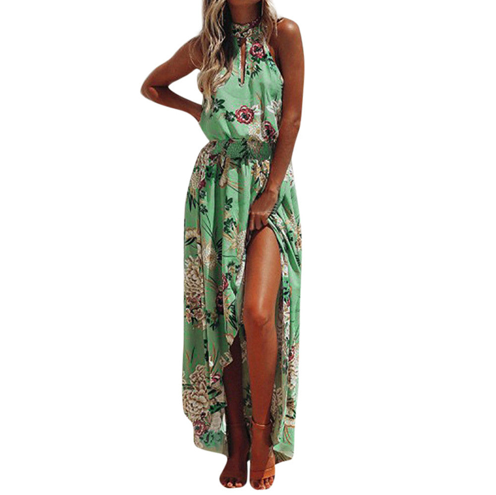 Vestido Maxi Floral Boho Sin Mangas – Ideal Playa y Verano