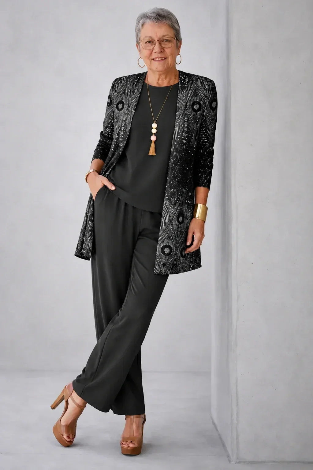 VERA | Conjunto de 3 Piezas Negro y Plata