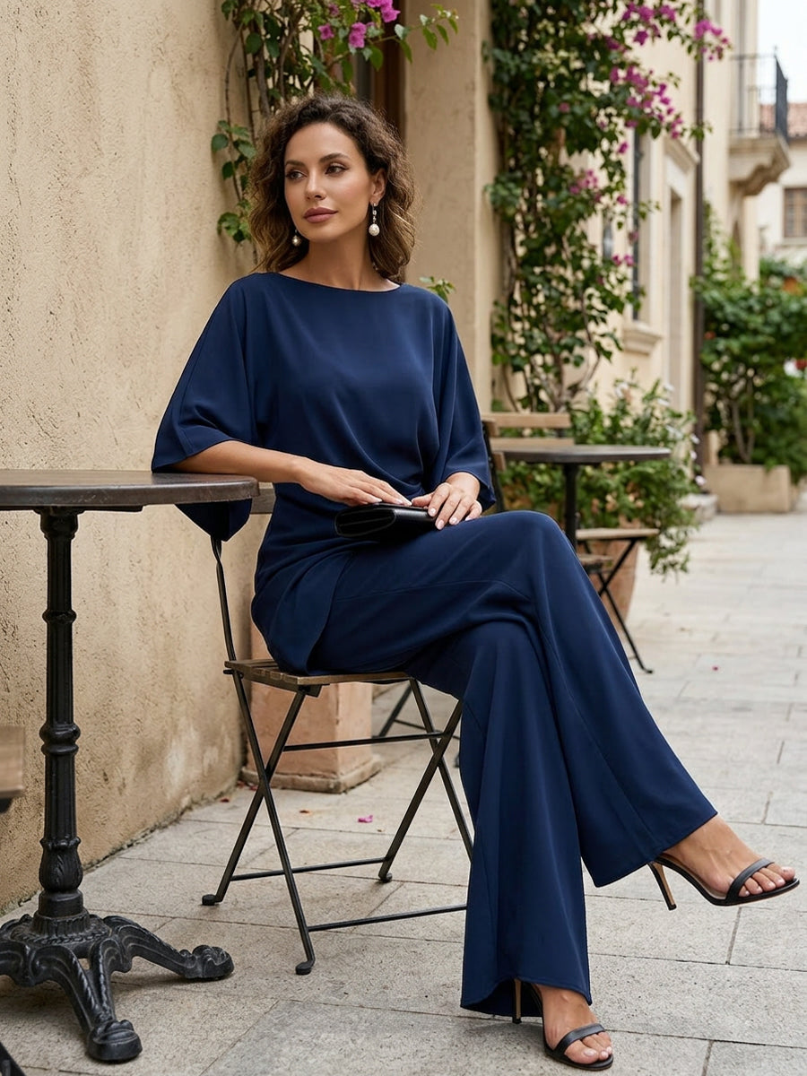 Sofía | Conjunto de Blusa Drapeada y Pantalón Amplio