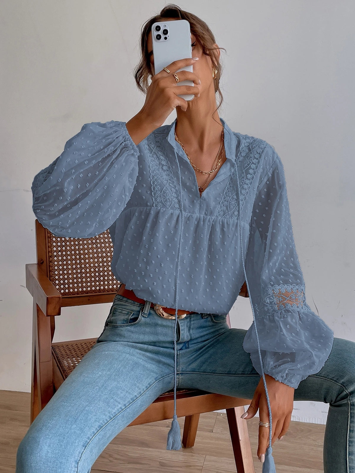 Blusa de Malla con Lunares