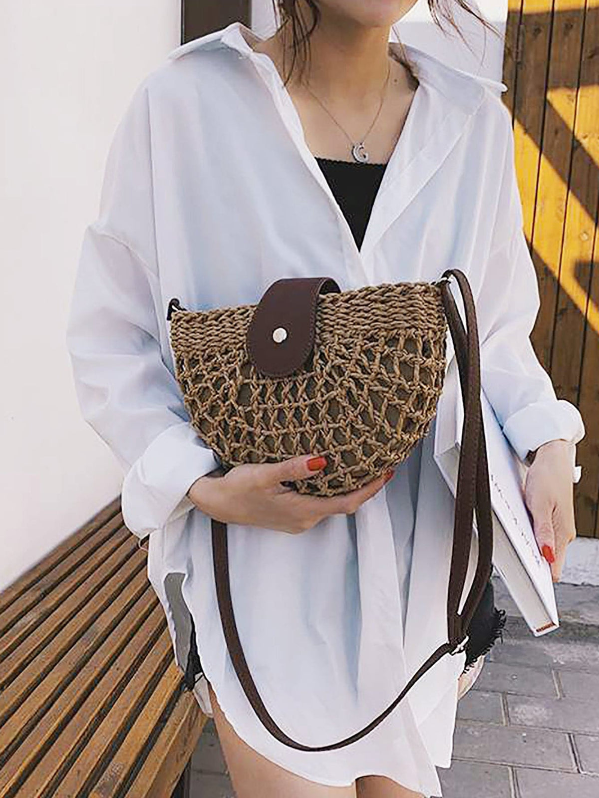 Bolso de Paja Calado para Playa