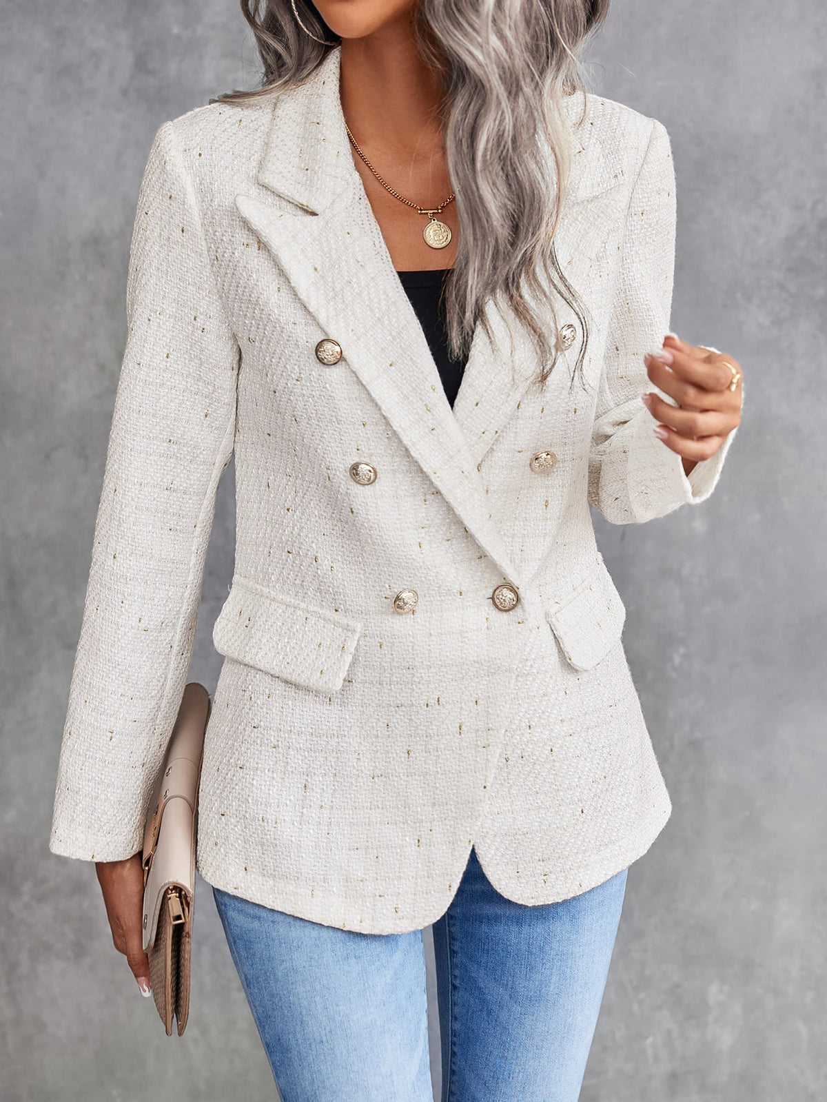 Blazer de Tweed con Solapa