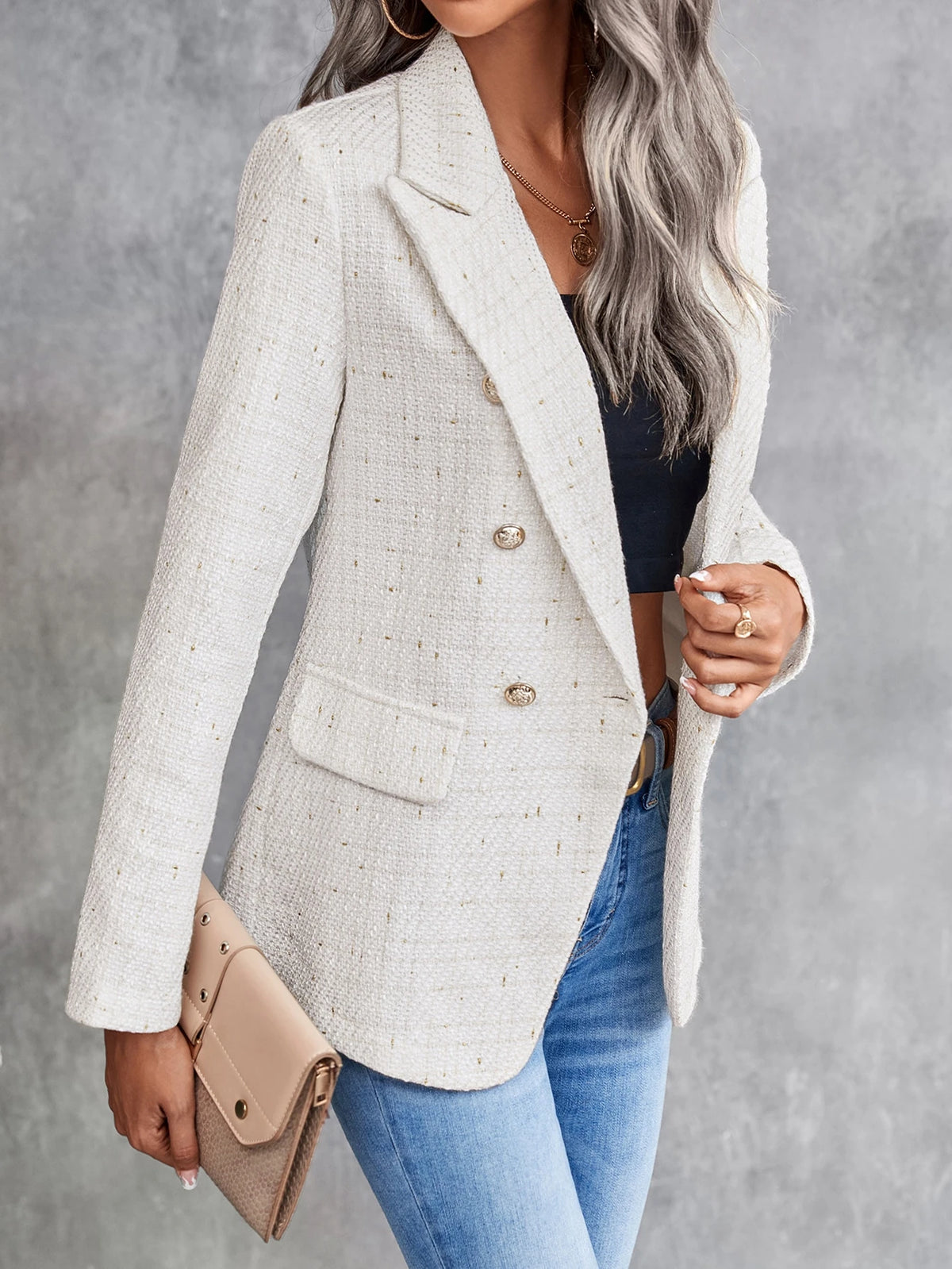 Blazer de Tweed con Solapa