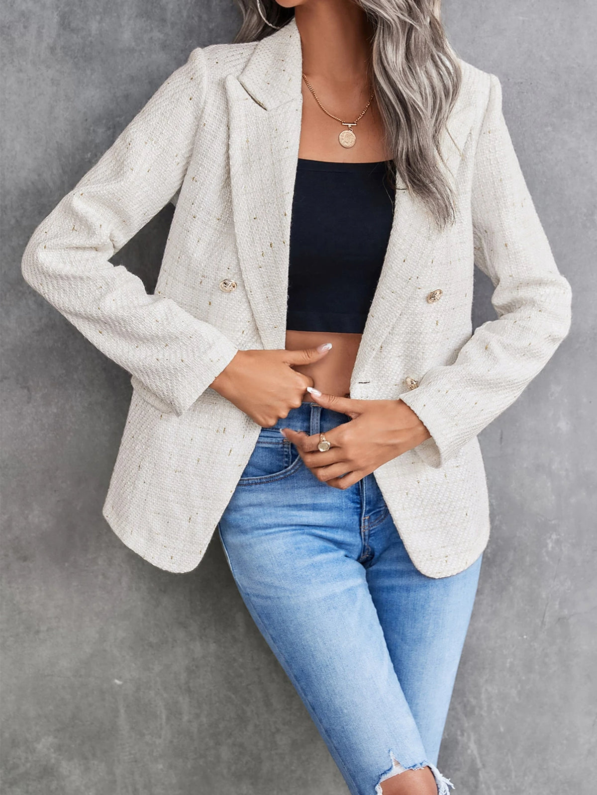 Blazer de Tweed con Solapa