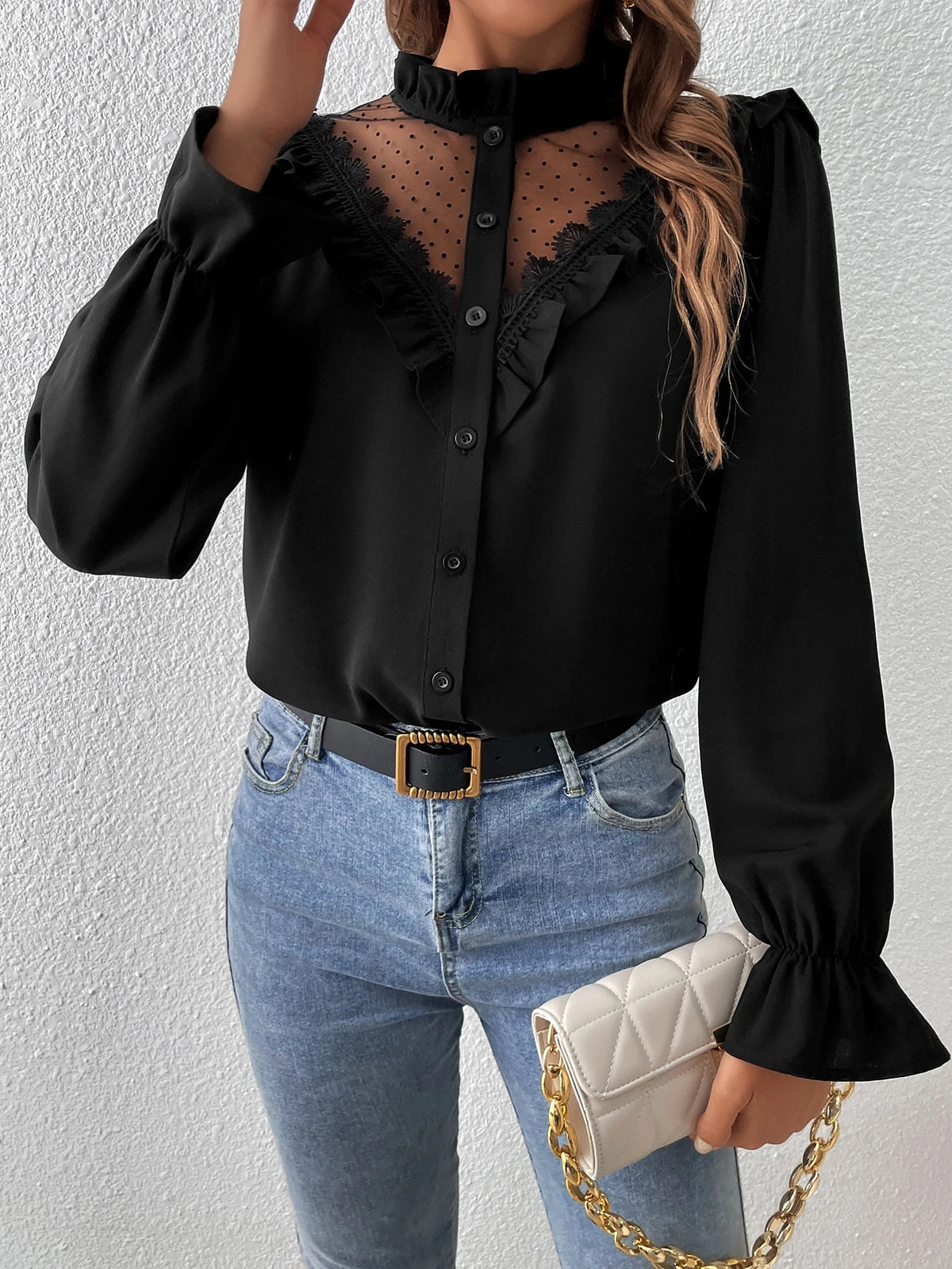 Blusa de Malla con Mangas