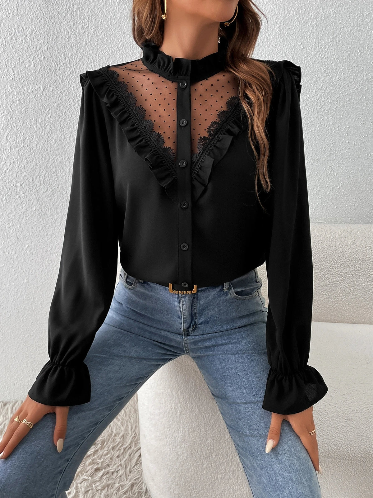 Blusa de Malla con Mangas