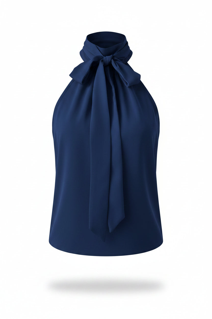 Blusa Sin Mangas Cuello Corbata