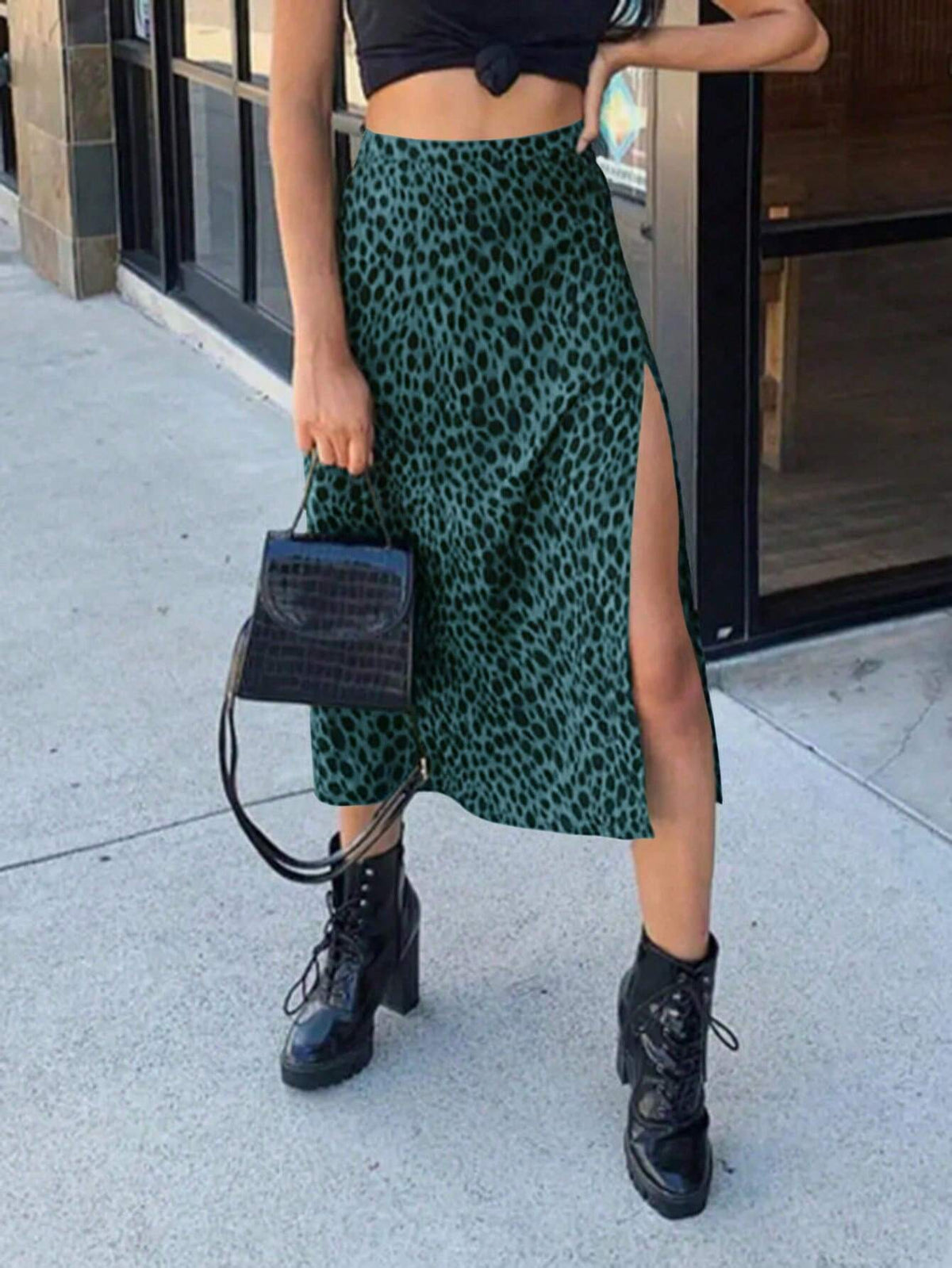 Falda de Estampado de Leopardo
