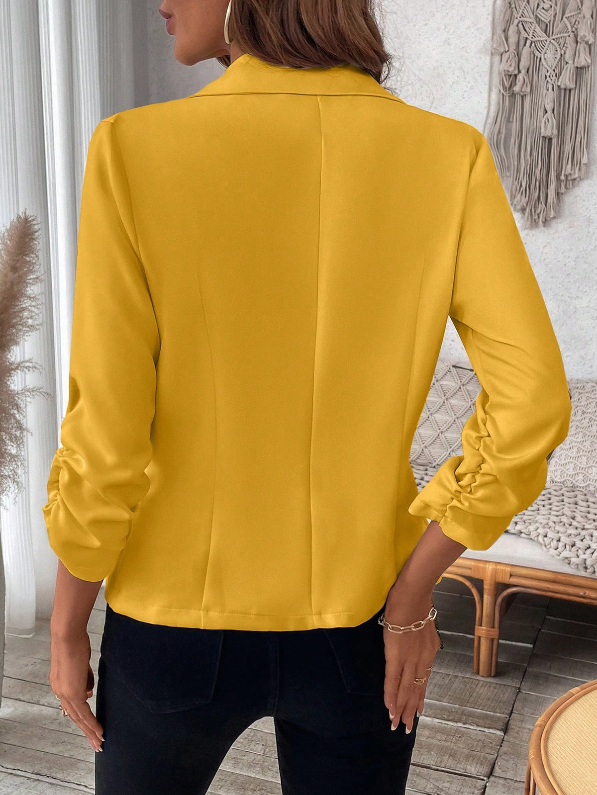 Blazer Casual con Puños Fruncidos