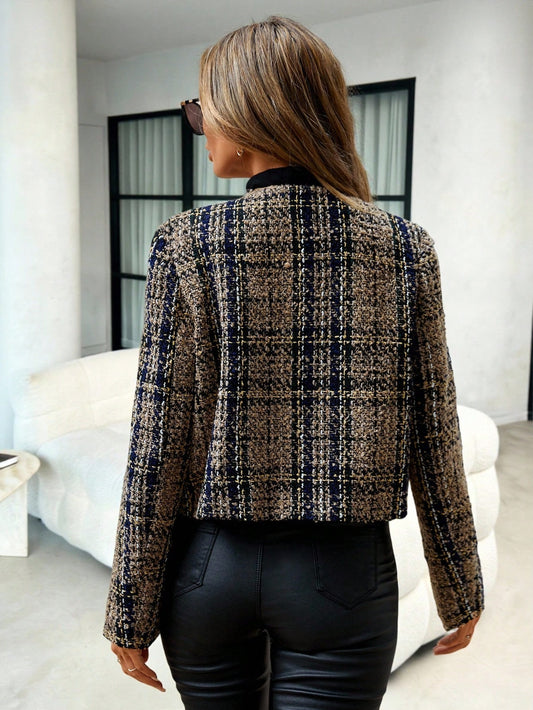 Abrigo de Tweed a Cuadros con Solapa