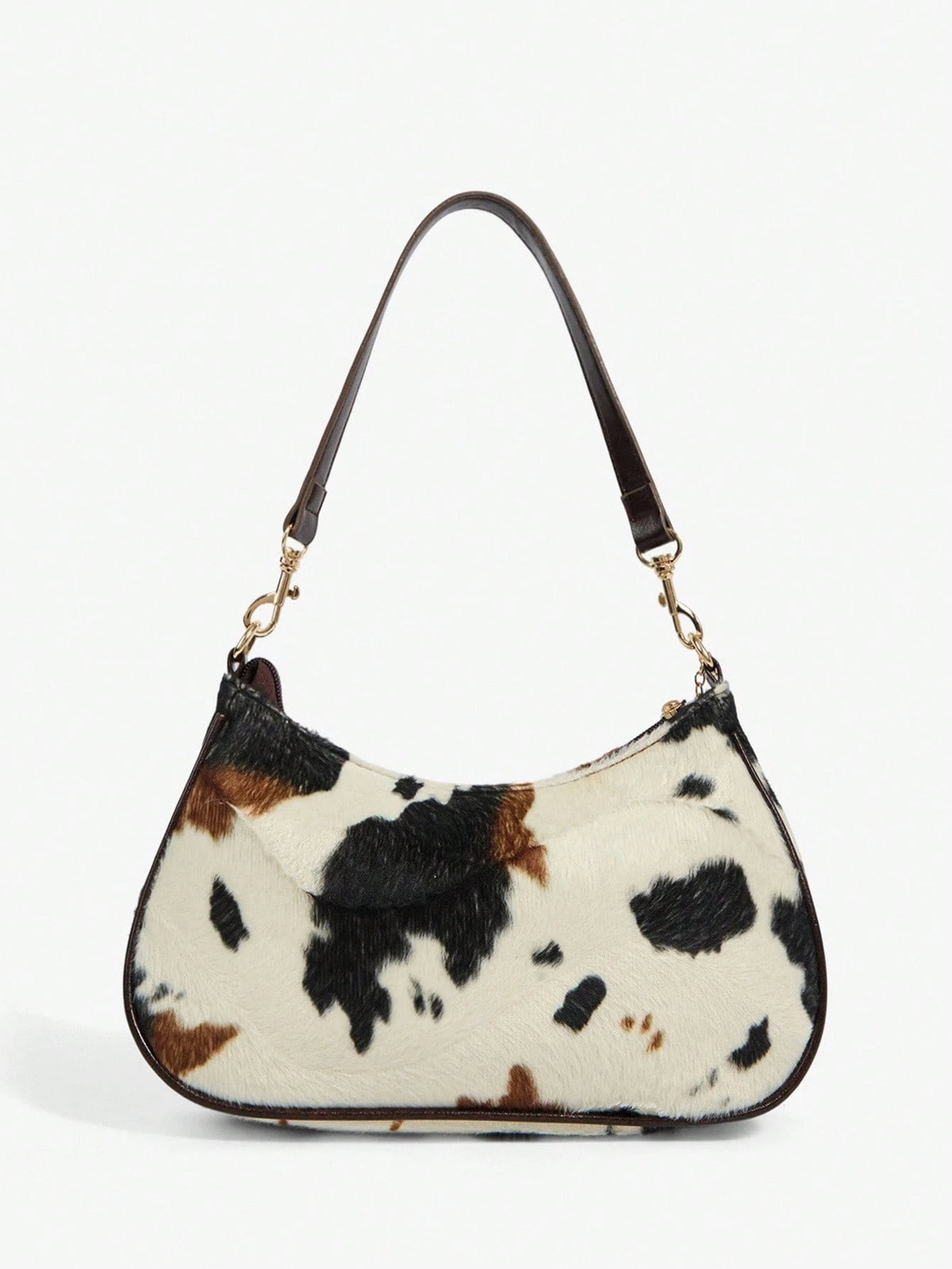 Bolso Hobo con Estampado de Vaca y Flecos