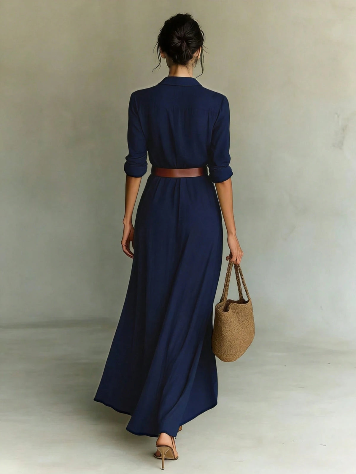 Vestido Camisero Largo con Botones
