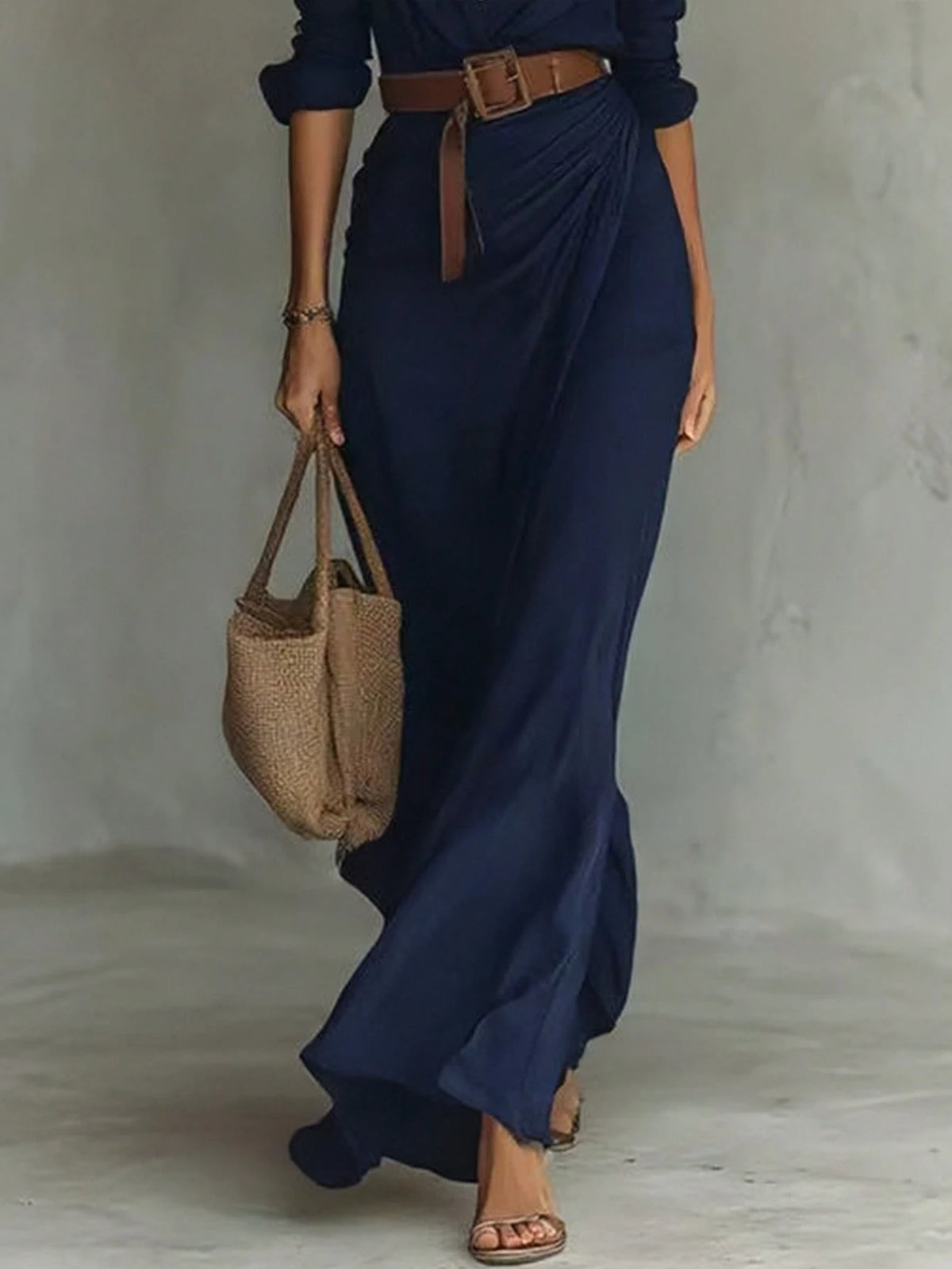 Vestido Camisero Largo con Botones