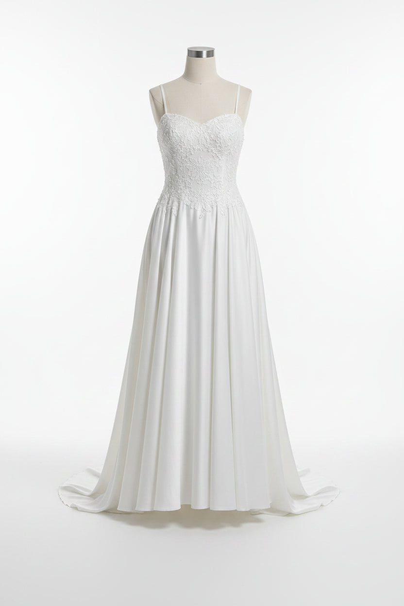 Vestido Midi con Corpiño de Broderie