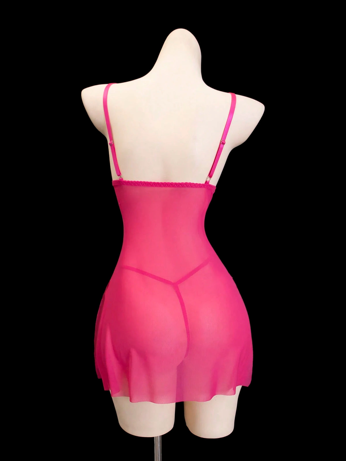 Conjunto de Lencería de Malla Transparente