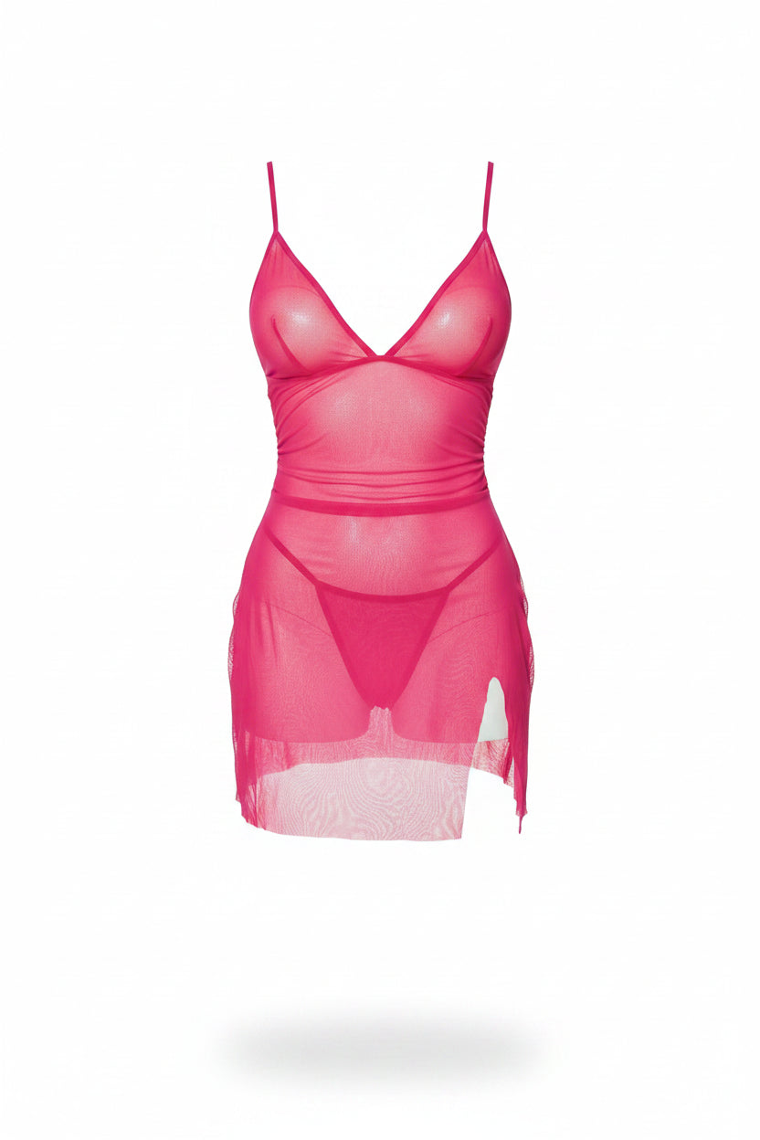 Conjunto de Lencería de Malla Transparente