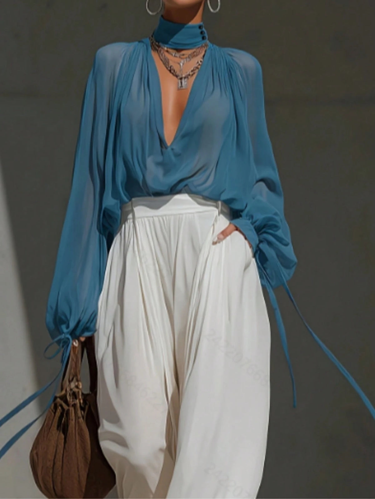 Blusa de Gasa Semitransparente