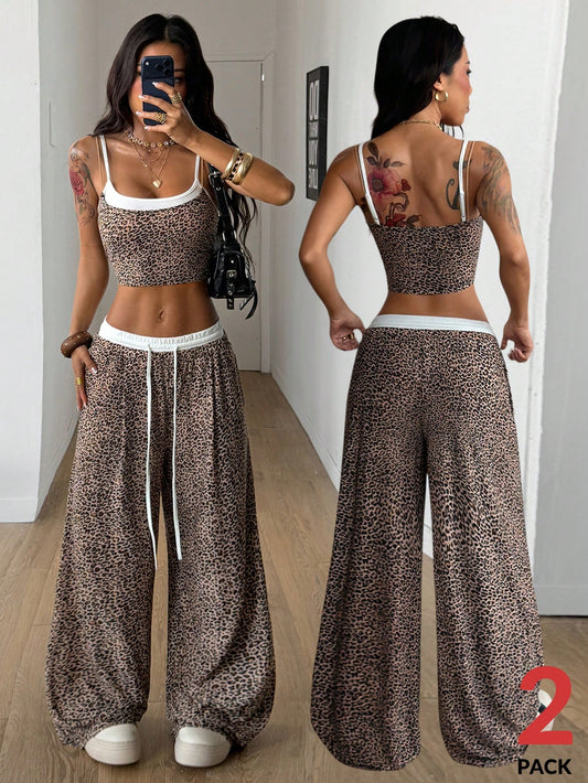 Conjunto Casual de Top de Punto y Pantalón Jogger