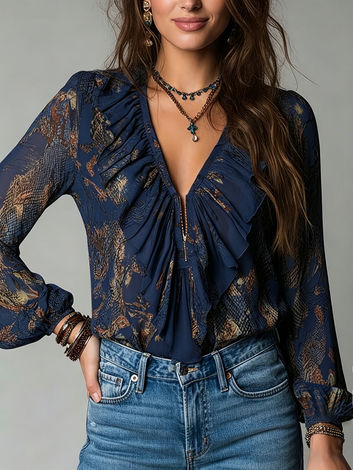 Blusa Francesa Vintage con Volantes