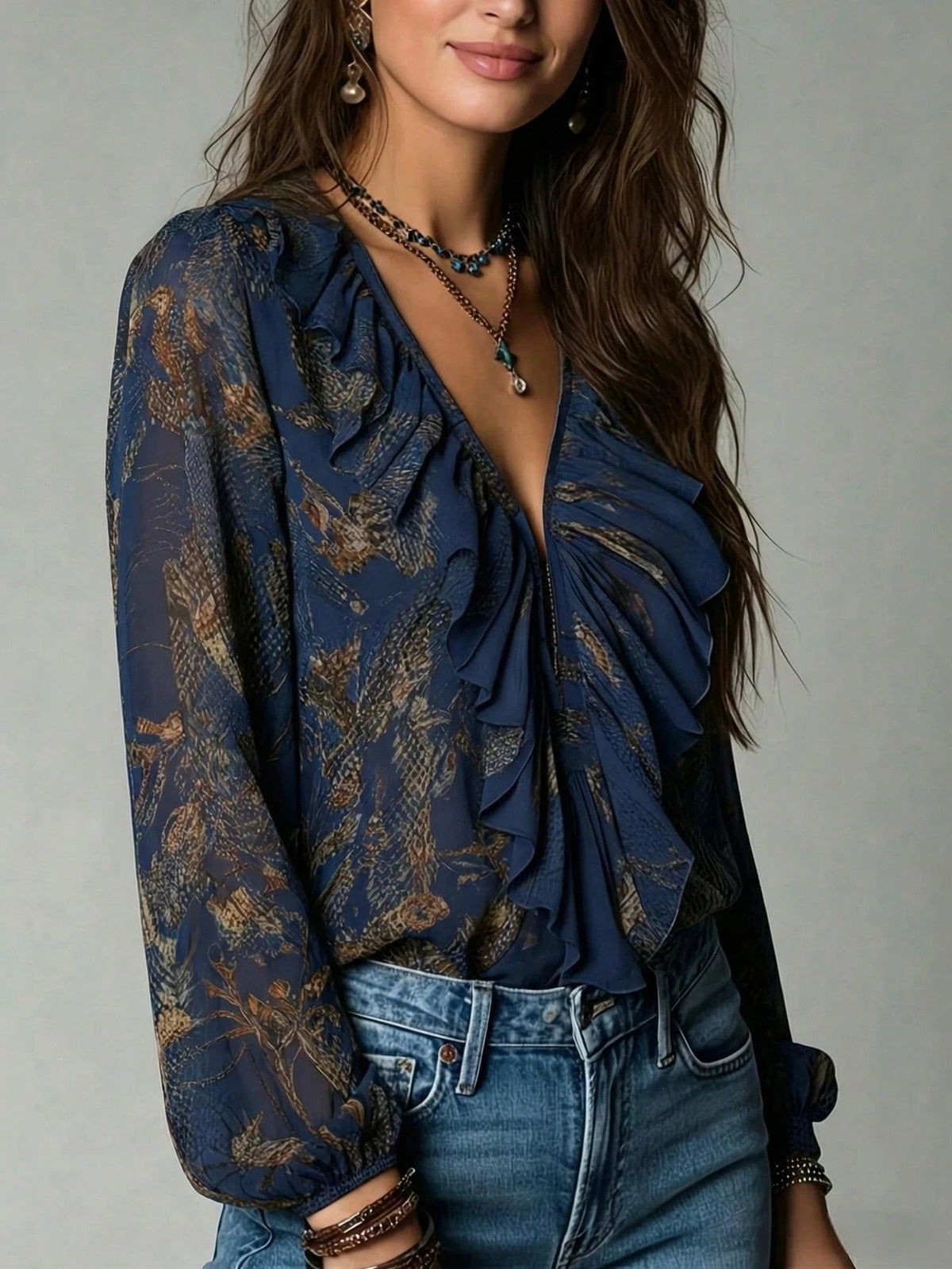 Blusa Francesa Vintage con Volantes