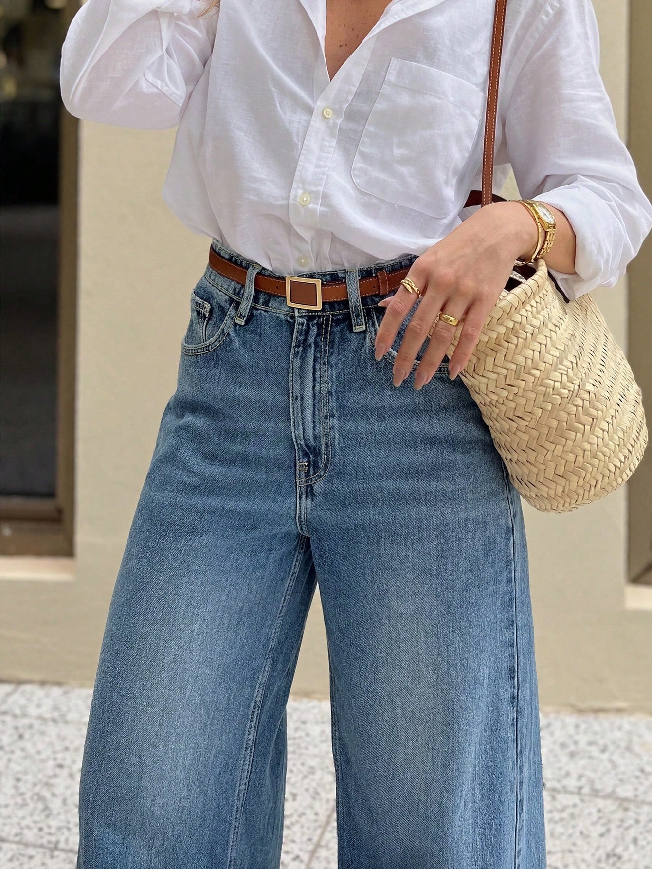 Jeans Retro de Cintura Alta y Pierna Recta