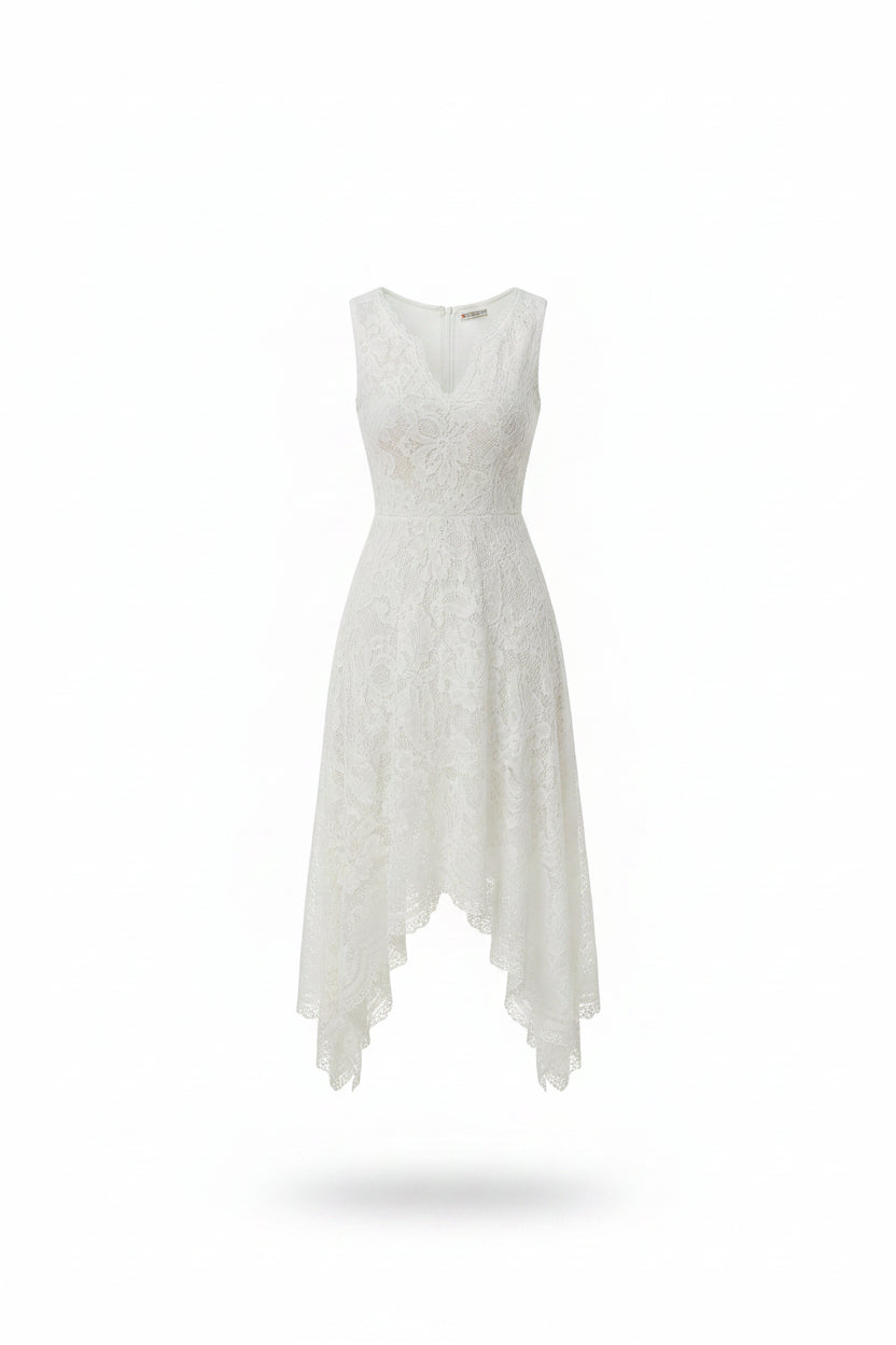 Vestido Midi Ajustado con Encaje