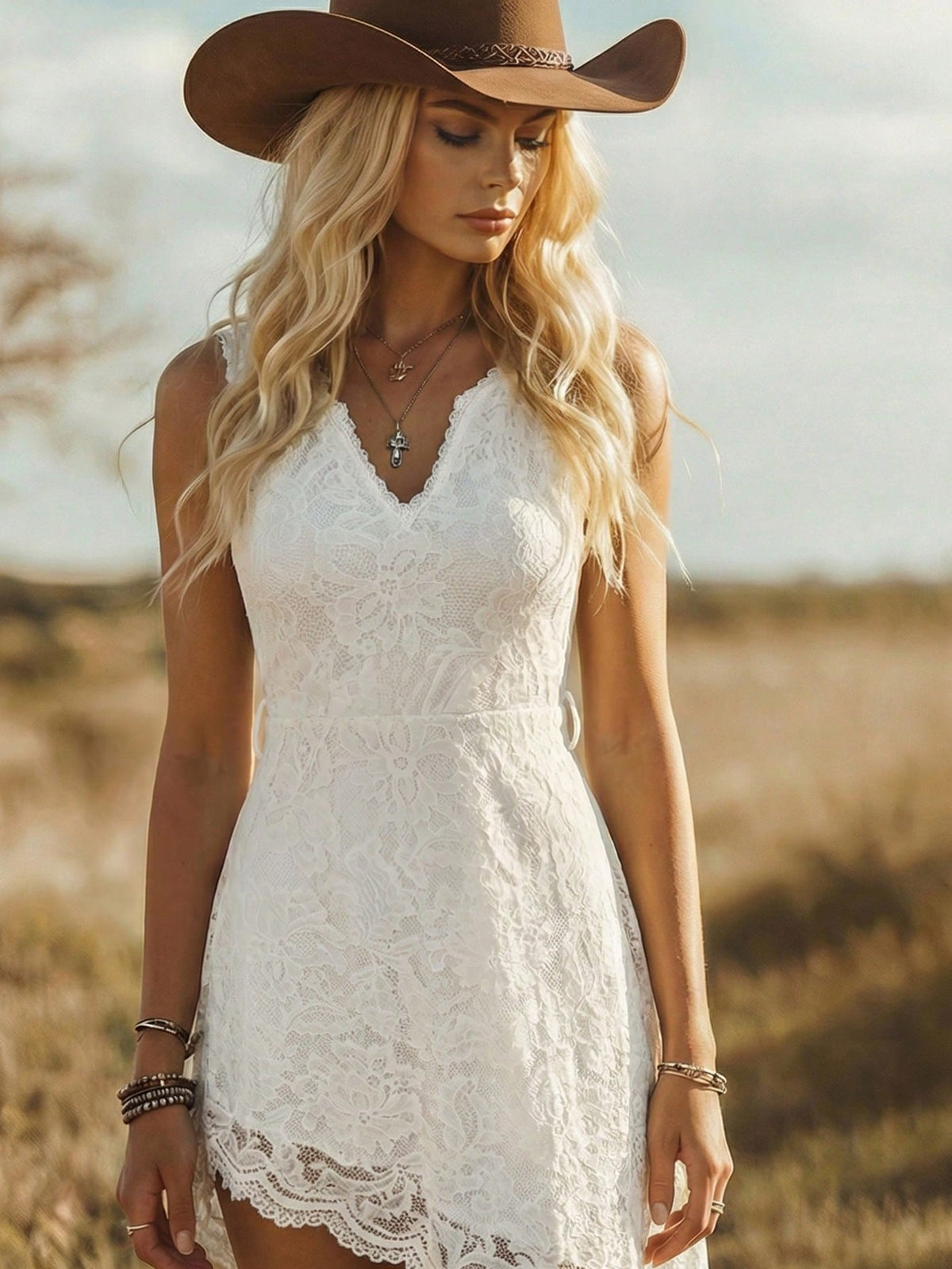 Vestido Midi Ajustado con Encaje