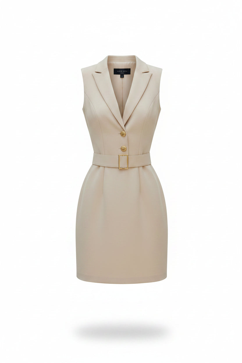 Vestido Corto con Cuello Solapa