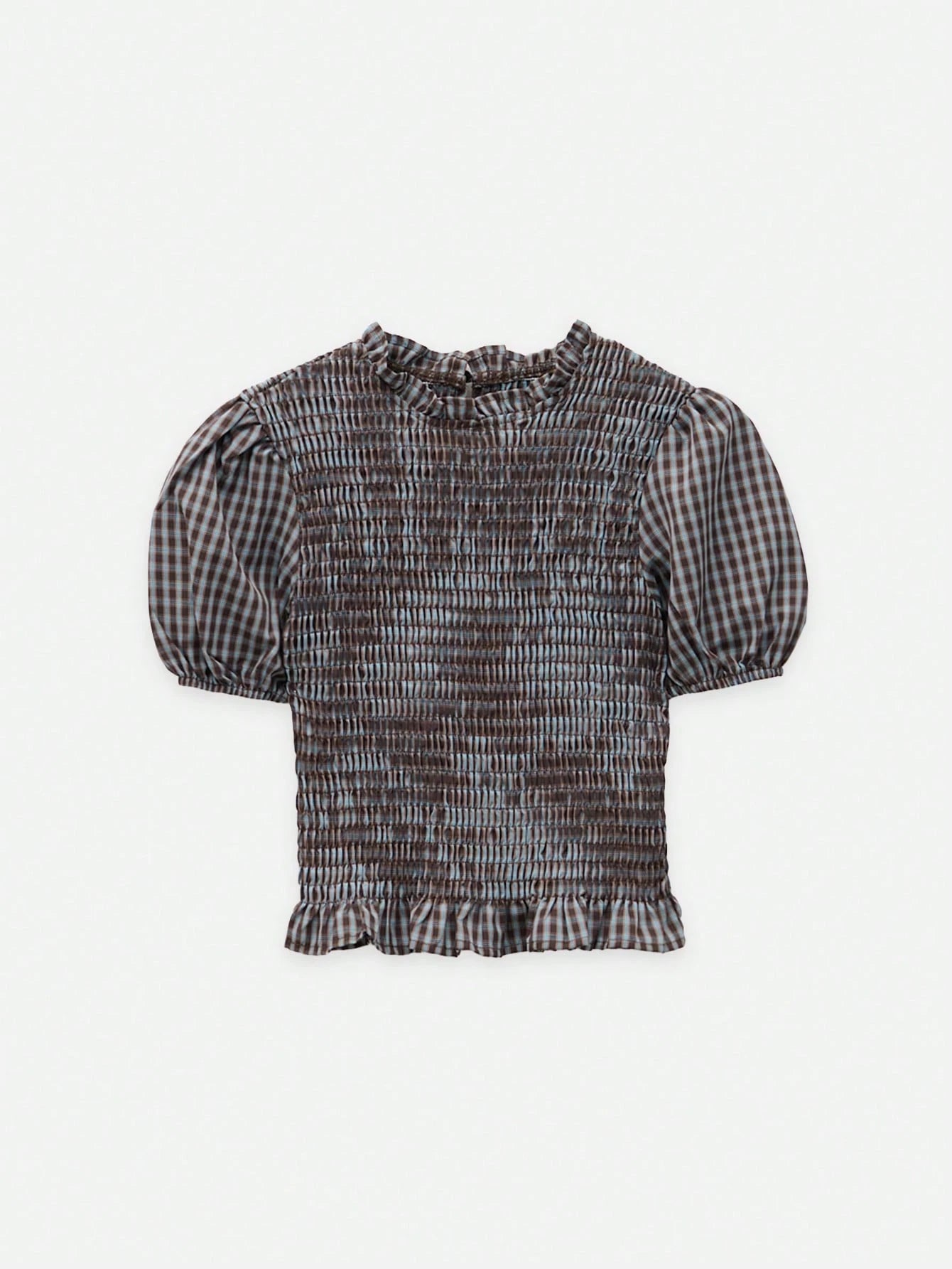 Conjunto de Dos Piezas a Cuadros con Top Abullonado y Falda Maxi