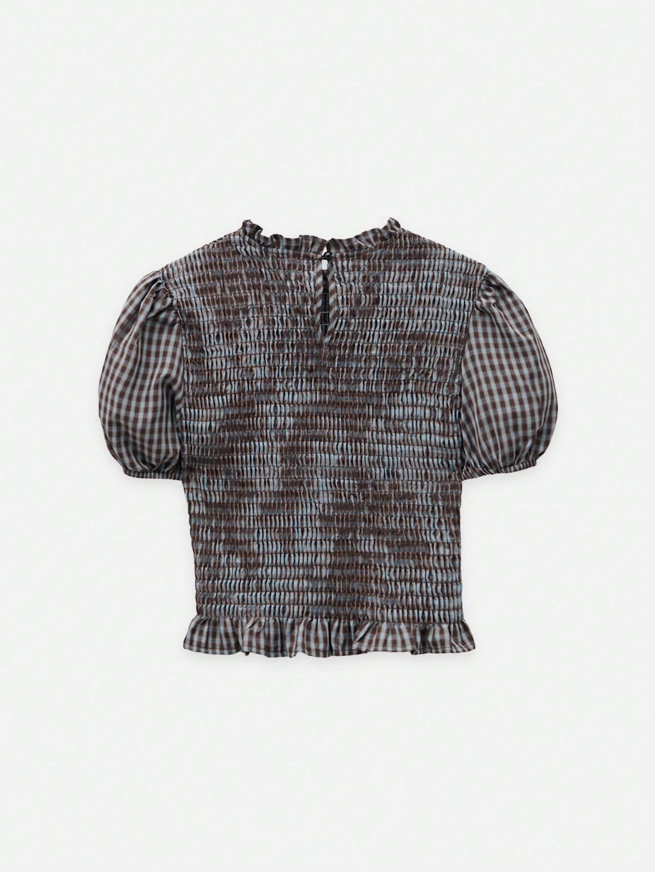 Conjunto de Dos Piezas a Cuadros con Top Abullonado y Falda Maxi