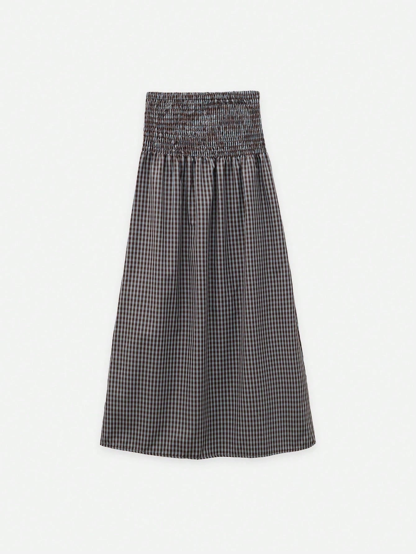 Conjunto de Dos Piezas a Cuadros con Top Abullonado y Falda Maxi