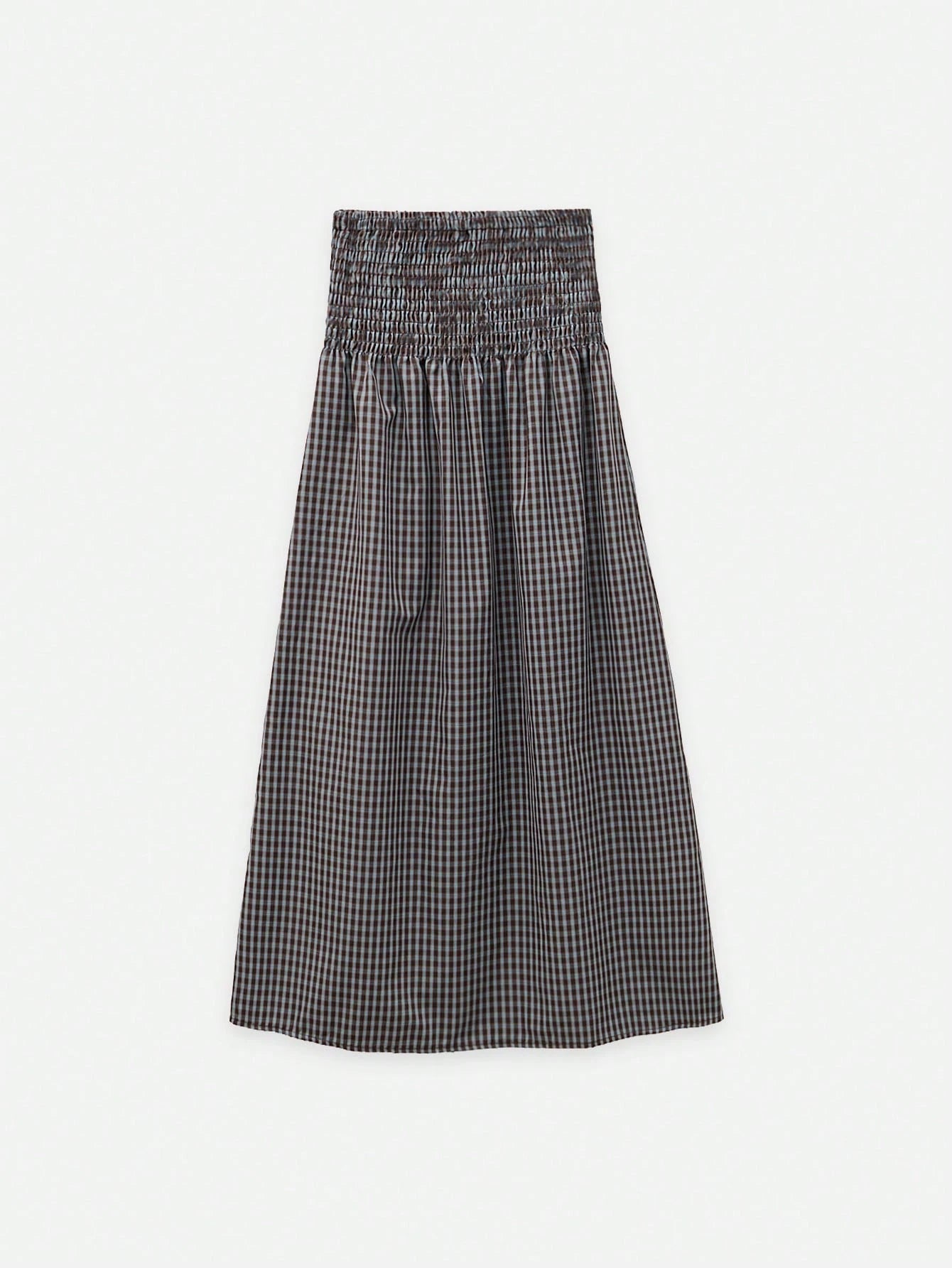Conjunto de Dos Piezas a Cuadros con Top Abullonado y Falda Maxi