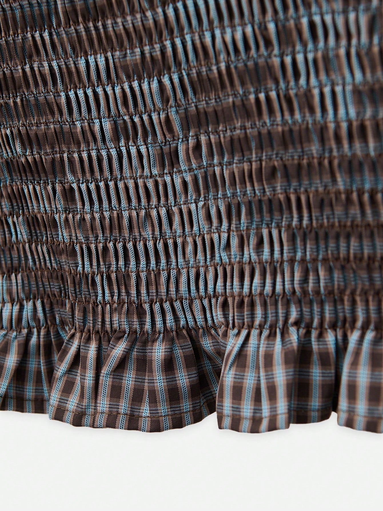 Conjunto de Dos Piezas a Cuadros con Top Abullonado y Falda Maxi