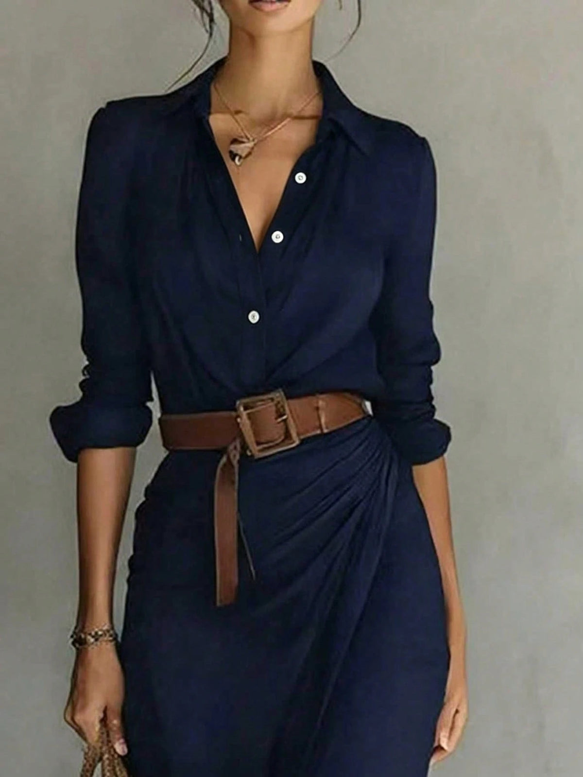 Vestido Camisero Largo con Botones