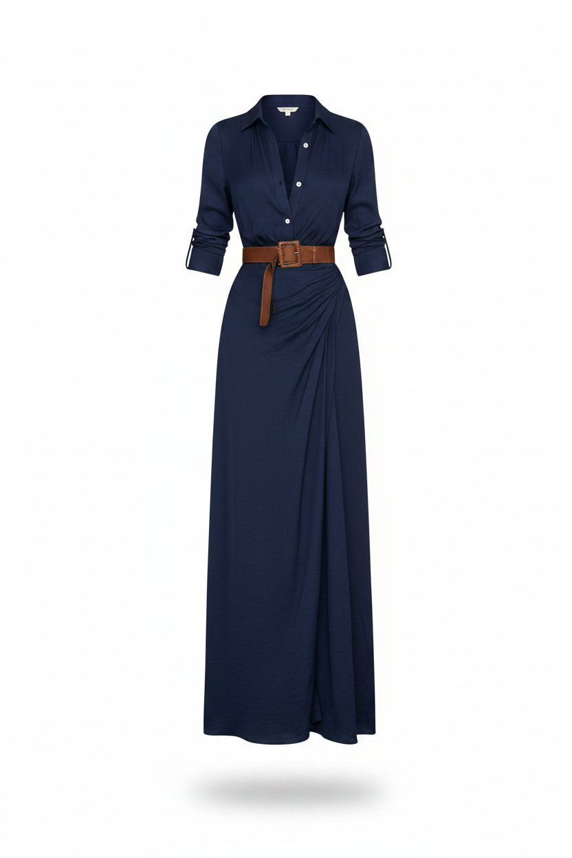 Vestido Camisero Largo con Botones