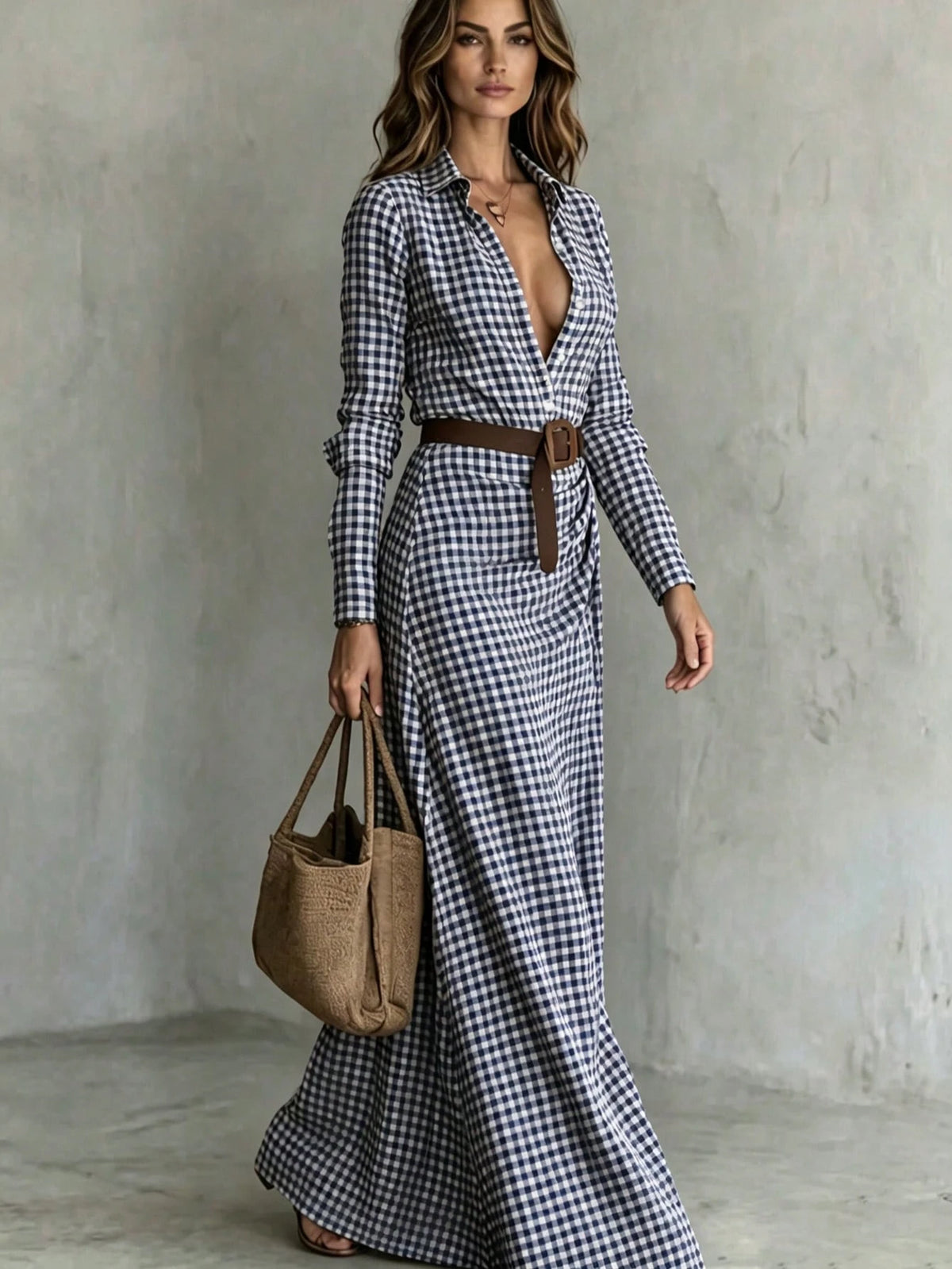 Vestido Midi a Cuadros