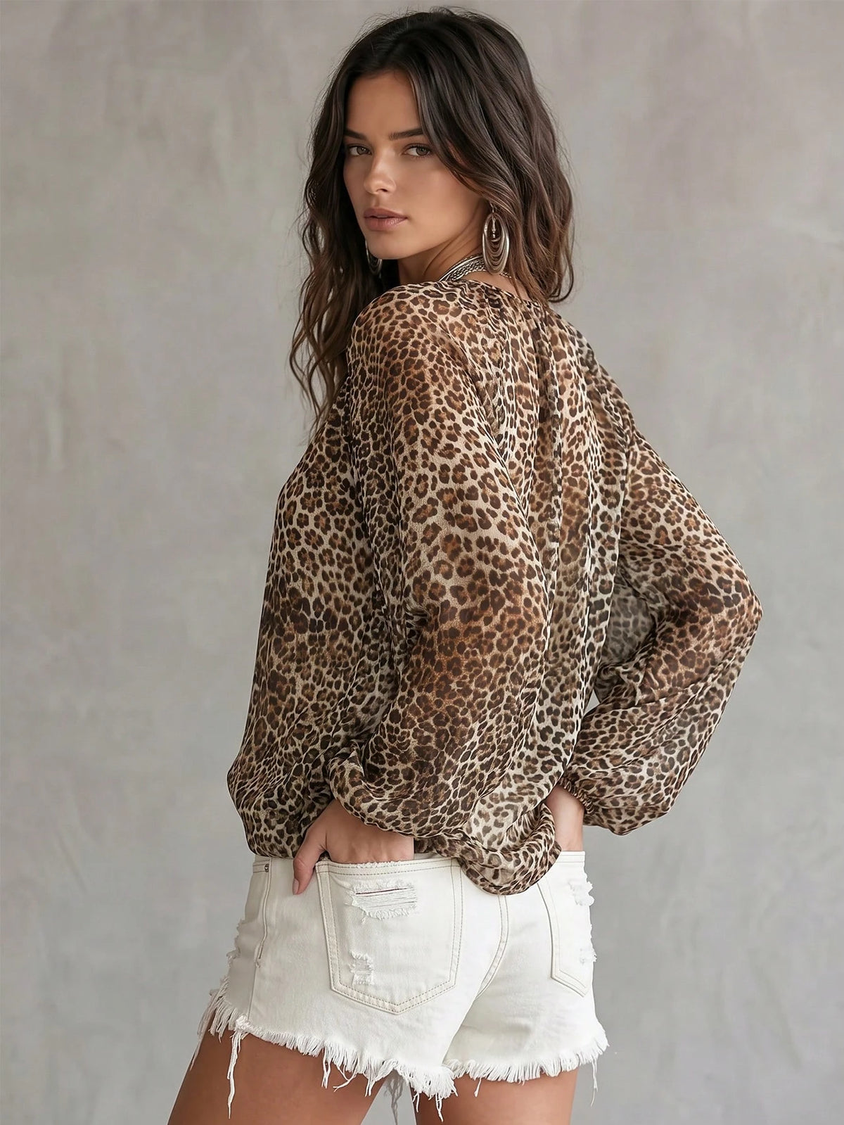 Blusa con Estampado de Leopardo