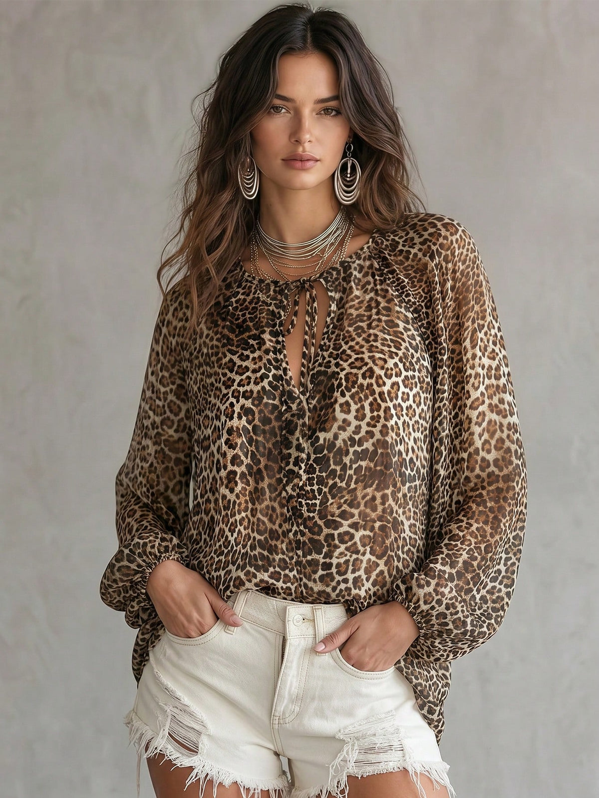 Blusa con Estampado de Leopardo