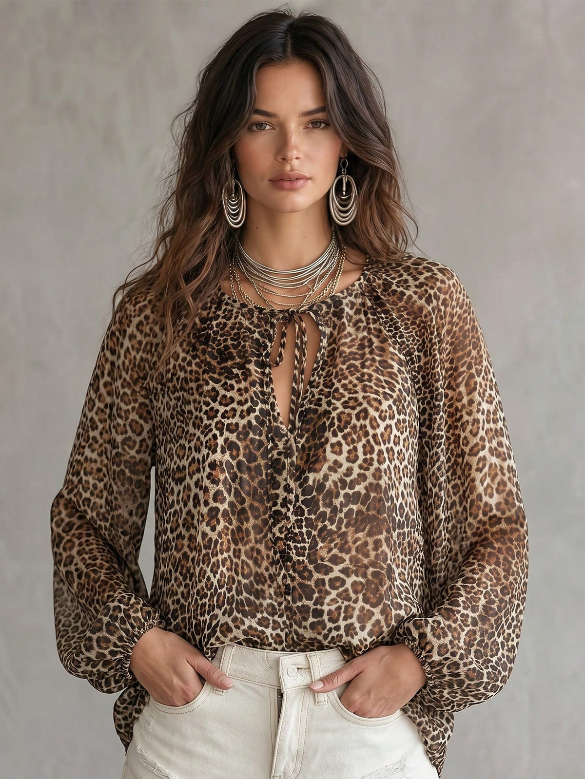 Blusa con Estampado de Leopardo