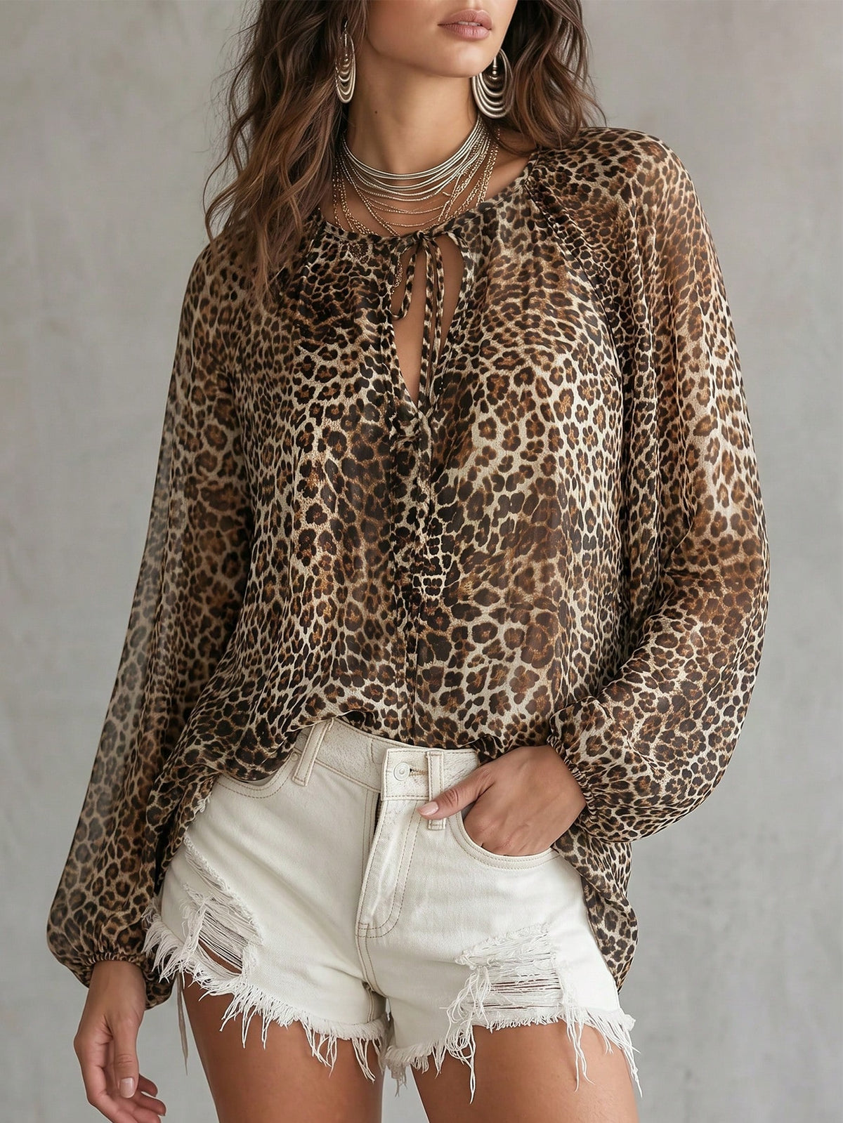 Blusa con Estampado de Leopardo