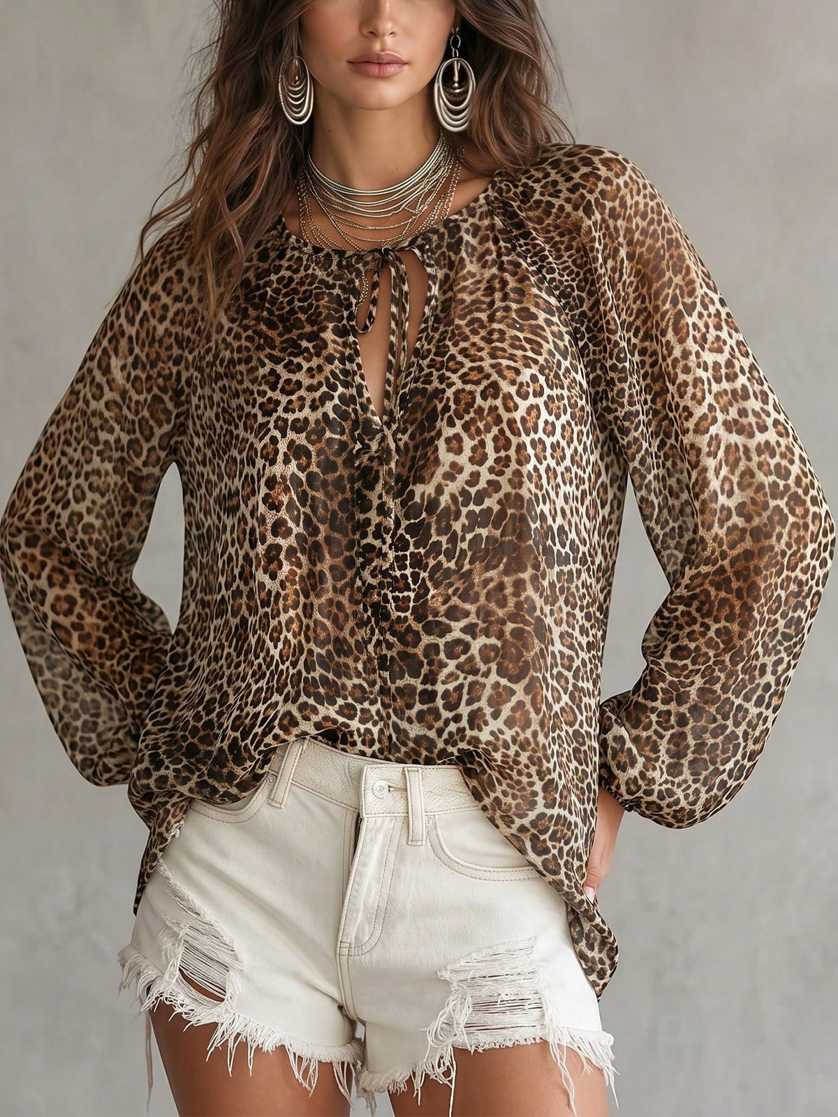 Blusa con Estampado de Leopardo