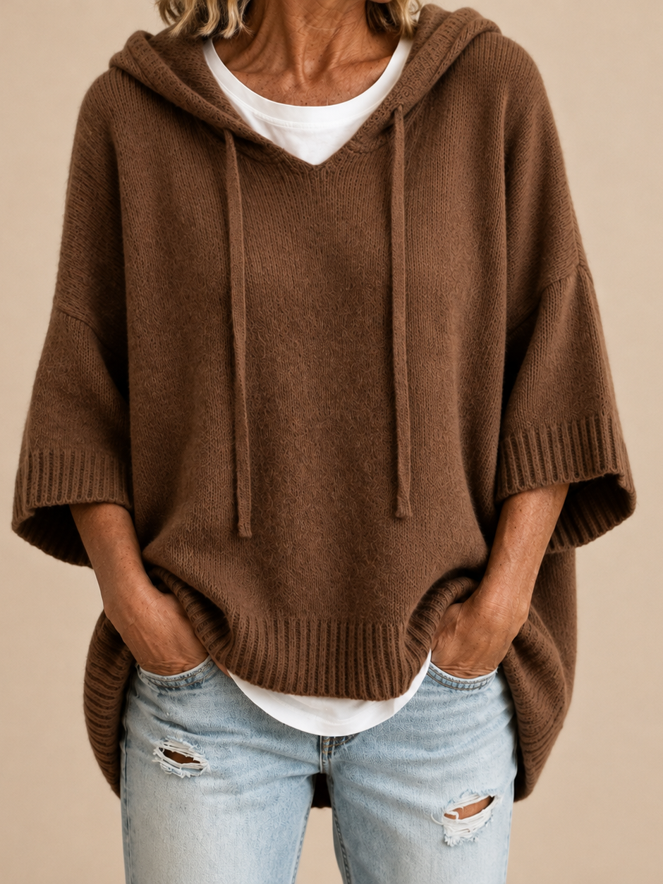 MIRELLA™ | Poncho de Punto con Capucha