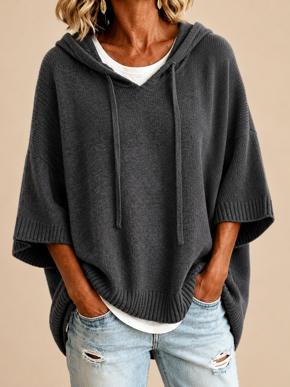 MIRELLA™ | Poncho de Punto con Capucha